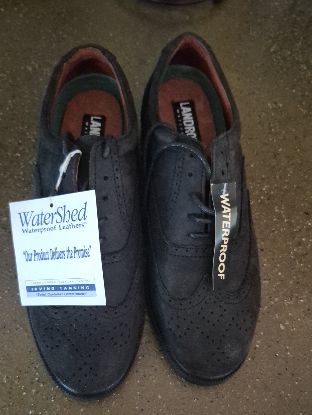 Men'sLand Rover Black Suede Waterproof Wingtip Derbys Size 8 New!